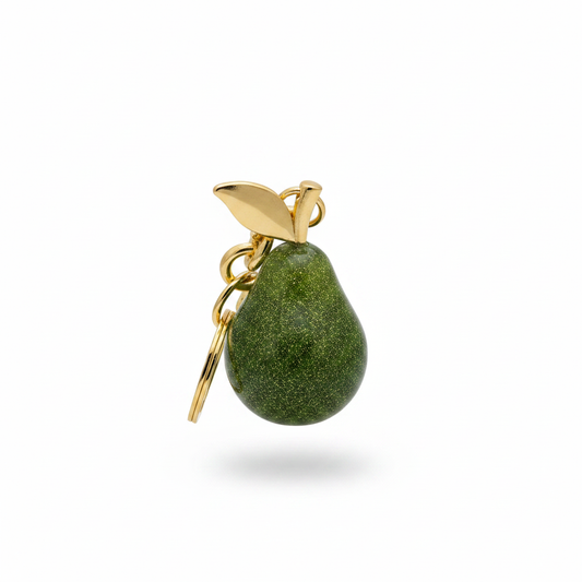 The Perfect Pear Green Bag Charm on white background